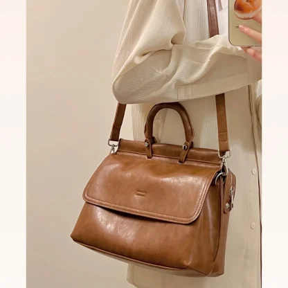 Retro Briefcase Shoulder Bag - Image 3