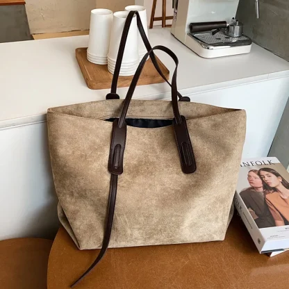 Solid Large Tote Shoulder Bag - Image 5