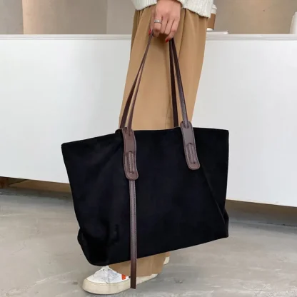 Solid Large Tote Shoulder Bag - Image 4