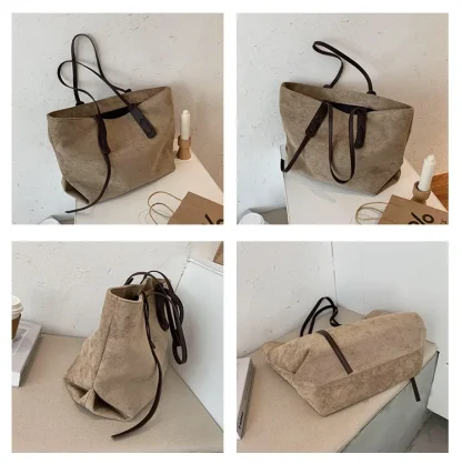 Solid Large Tote Shoulder Bag - Image 7