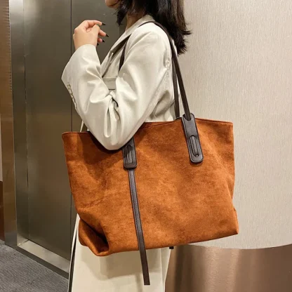Solid Large Tote Shoulder Bag