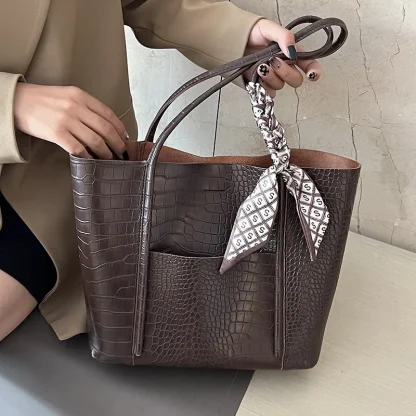 Sleek Solid Tote Shoulder Bags - Image 2