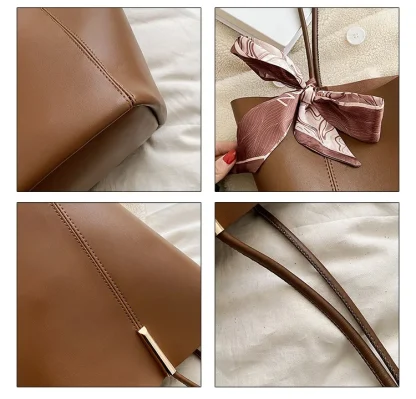 Sleek Solid Bucket Shoulder Bag - Image 6