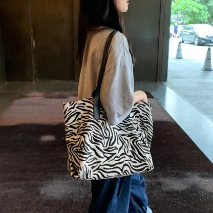 Zebra Print Tote Shoulder Bag - Image 3