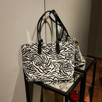 Zebra Print Tote Shoulder Bag - Image 7