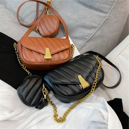 Embossed Striped Shoulder Bags - Image 6