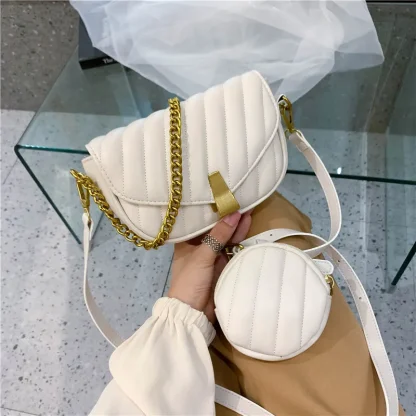 Embossed Striped Shoulder Bags - Image 3