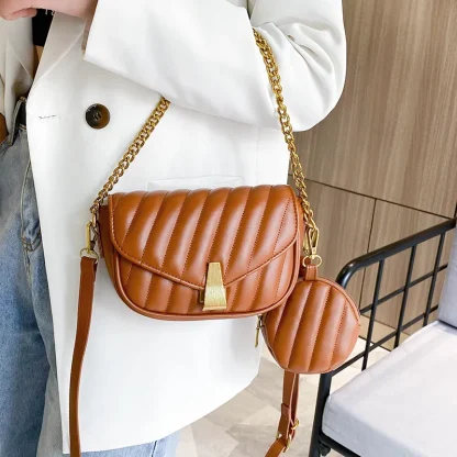 Embossed Striped Shoulder Bags - Image 4