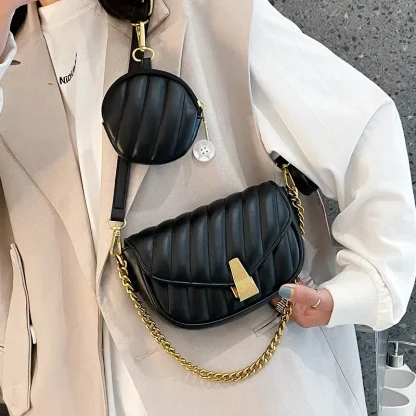 Embossed Striped Shoulder Bags