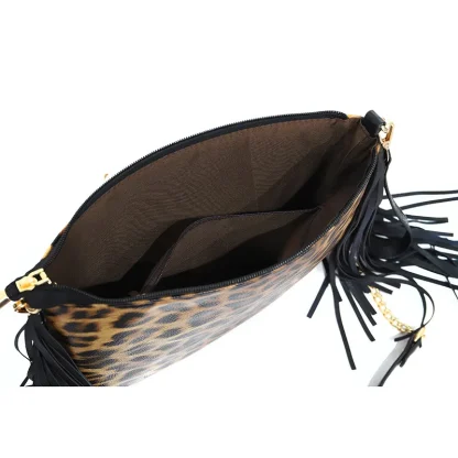 Leopard Print Tassels Shoulder Bag - Image 3