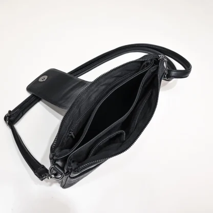 Flap Rivet Zippered Shoulder Bag - Image 4
