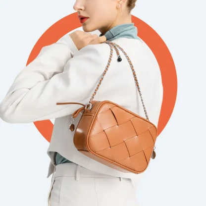 Chain Strap Weave Shoulder Bags - Image 2
