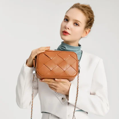 Chain Strap Weave Shoulder Bags