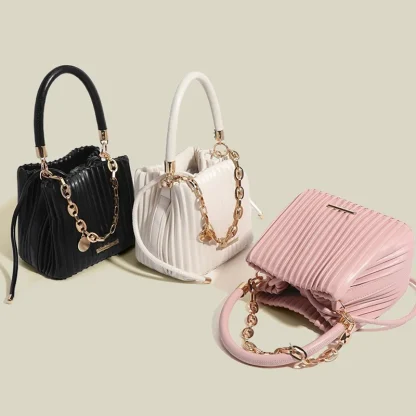 Minimalist Pleated Shoulder Bag - Image 6