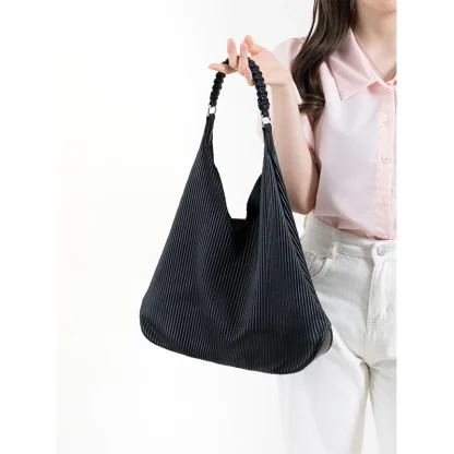 Striped Embossed Shoulder Bag - Image 3