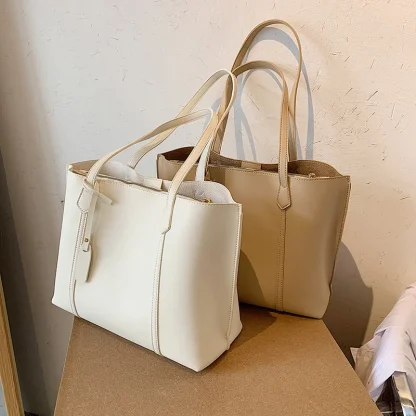 Neutral Color Tote Shoulder Bag - Image 5
