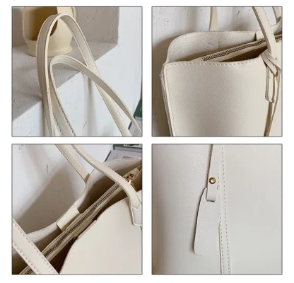 Neutral Color Tote Shoulder Bag - Image 7