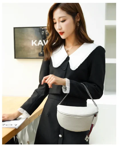 Chain Zippered Chest Shoulder Bag - Image 4