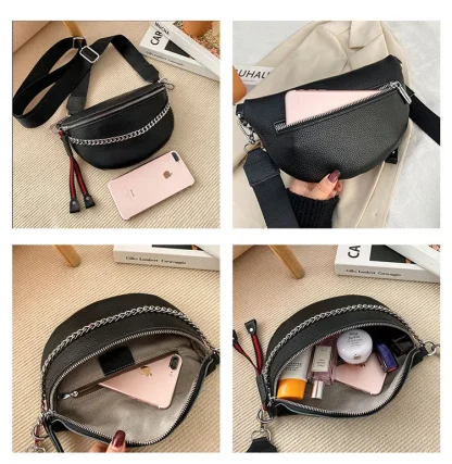 Chain Zippered Chest Shoulder Bag - Image 5