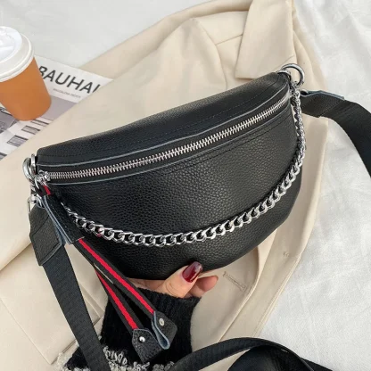 Chain Zippered Chest Shoulder Bag