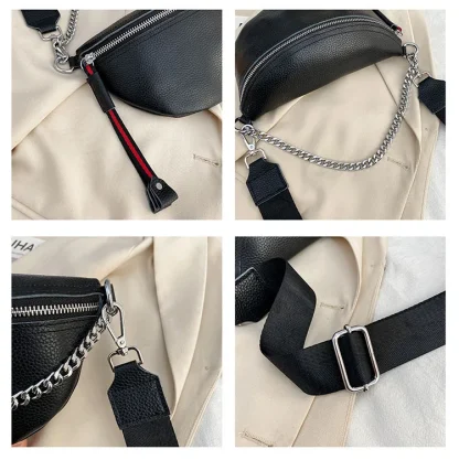 Chain Zippered Chest Shoulder Bag - Image 6