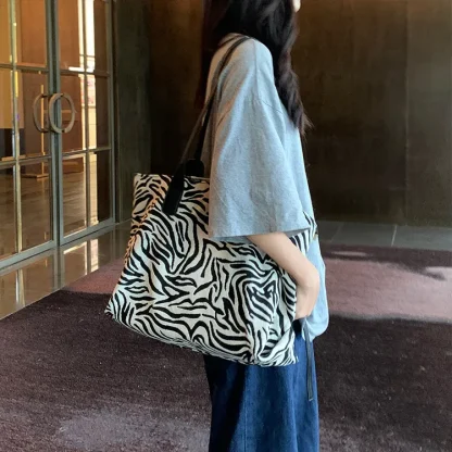 Zebra Print Tote Shoulder Bag - Image 5