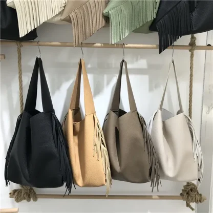 Side Tassels Shoulder Bag - Image 7
