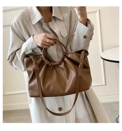 Ruched Round Handle Shoulder Bag - Image 3