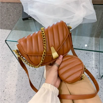 Embossed Striped Shoulder Bags - Image 5