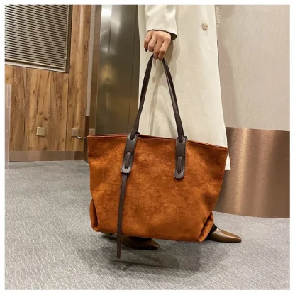 Solid Large Tote Shoulder Bag - Image 6