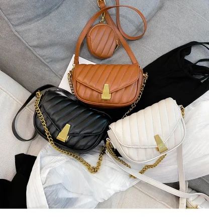 Embossed Striped Shoulder Bags - Image 7