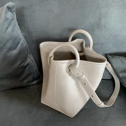 Solid Color Bucket Shoulder Bag - Image 2