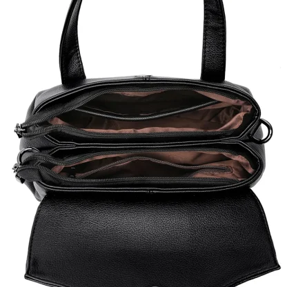 Solid Multi-compartment Shoulder Bag - Image 5