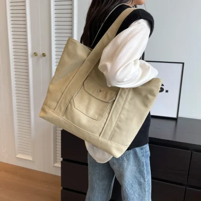 Zippered Big Tote Shoulder Bag - Image 2