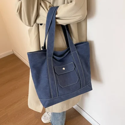 Zippered Big Tote Shoulder Bag