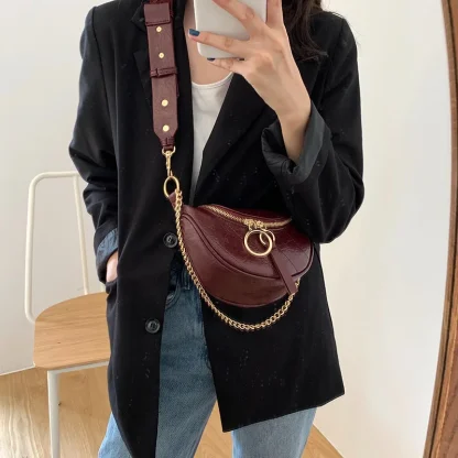 Half Moon Chain Shoulder Bag - Image 3