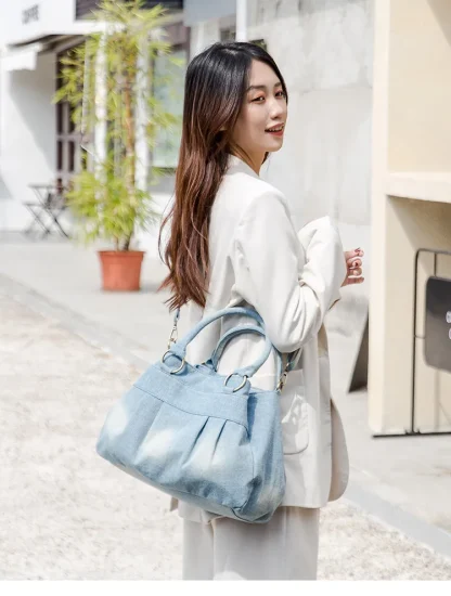 Multi Compartment Denim Shoulder Bag - Image 2