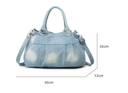 Multi Compartment Denim Shoulder Bag - Image 7