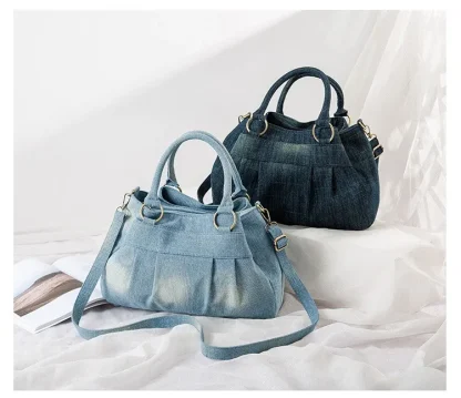 Multi Compartment Denim Shoulder Bag