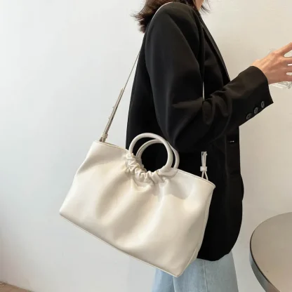 Ruched Round Handle Shoulder Bag - Image 4