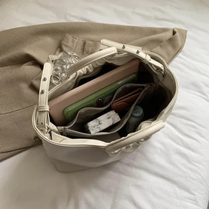 Ruched Round Handle Shoulder Bag - Image 6