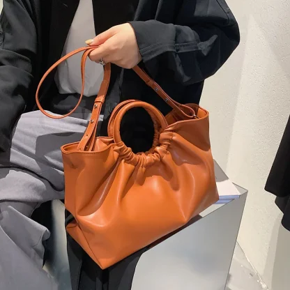 Ruched Round Handle Shoulder Bag