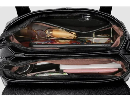 Solid Multi-compartment Shoulder Bag - Image 6