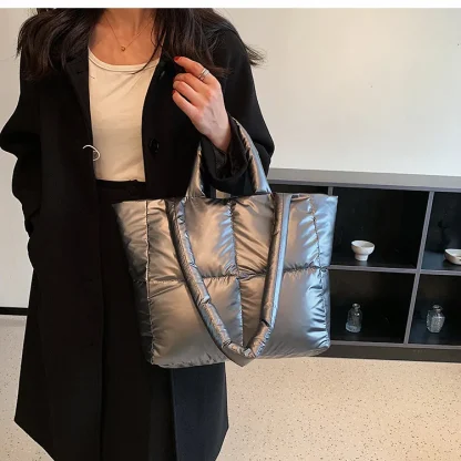 Soft Quilted Tote Shoulder Bag - Image 5
