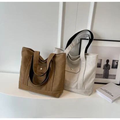 Zippered Big Tote Shoulder Bag - Image 6