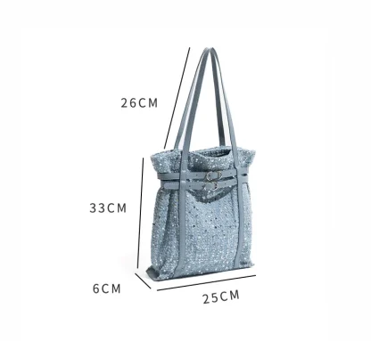Metallic Belted Tote Shoulder Bags - Image 7