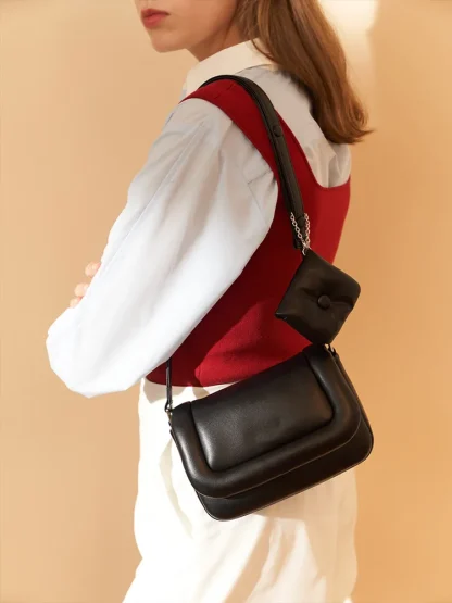 Solid Flap Small Shoulder Bag - Image 2