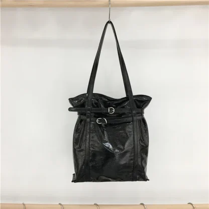 Metallic Belted Tote Shoulder Bags - Image 5