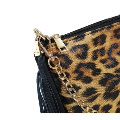 Leopard Print Tassels Shoulder Bag - Image 4