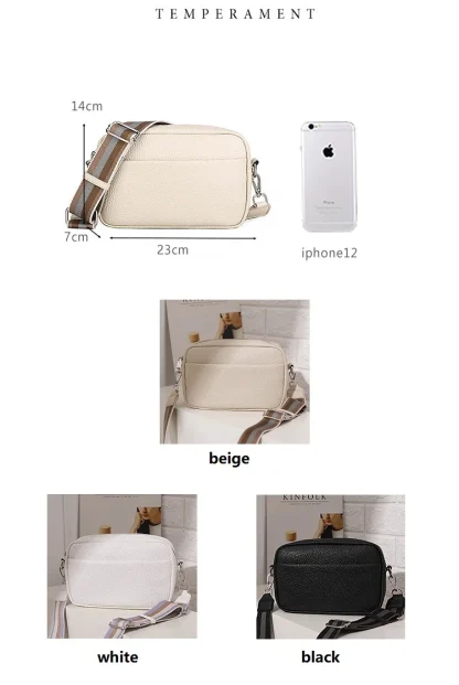 Zippered Wide Strap Shoulder Bag - Image 7